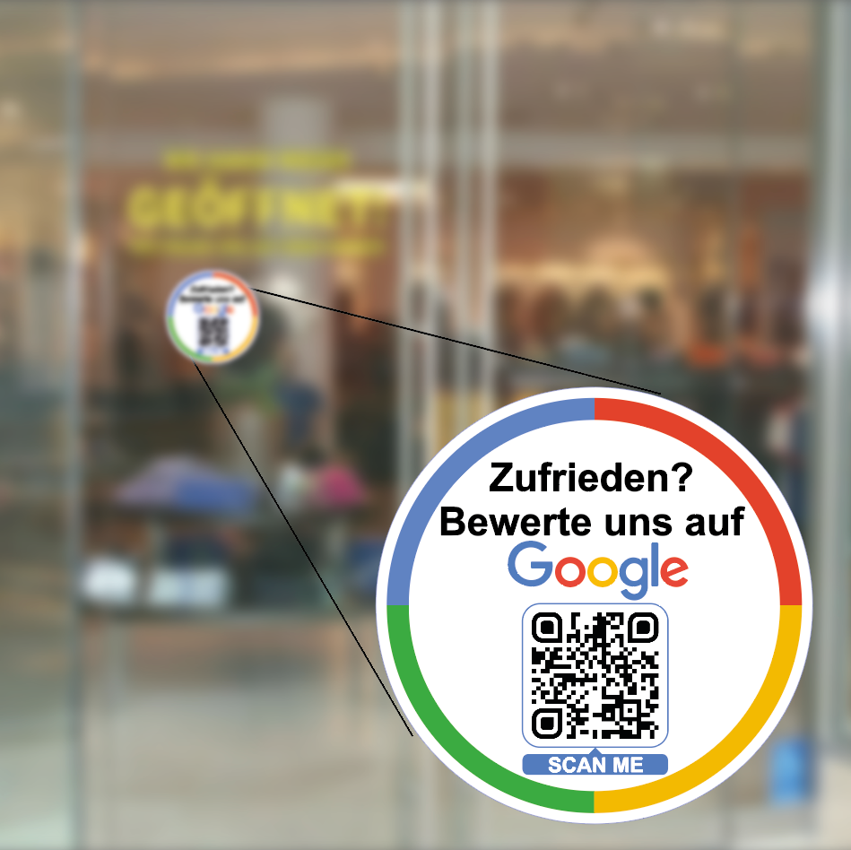 Google Bewertungs-Aufkleber QR 4er, 10 cm rund