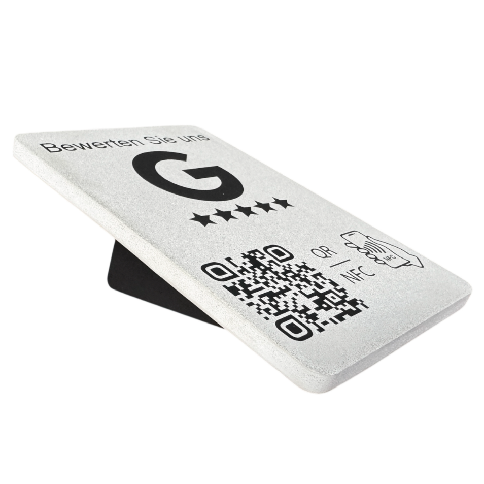 Google Bewertung Aufsteller Schild Beton QR/NFC
