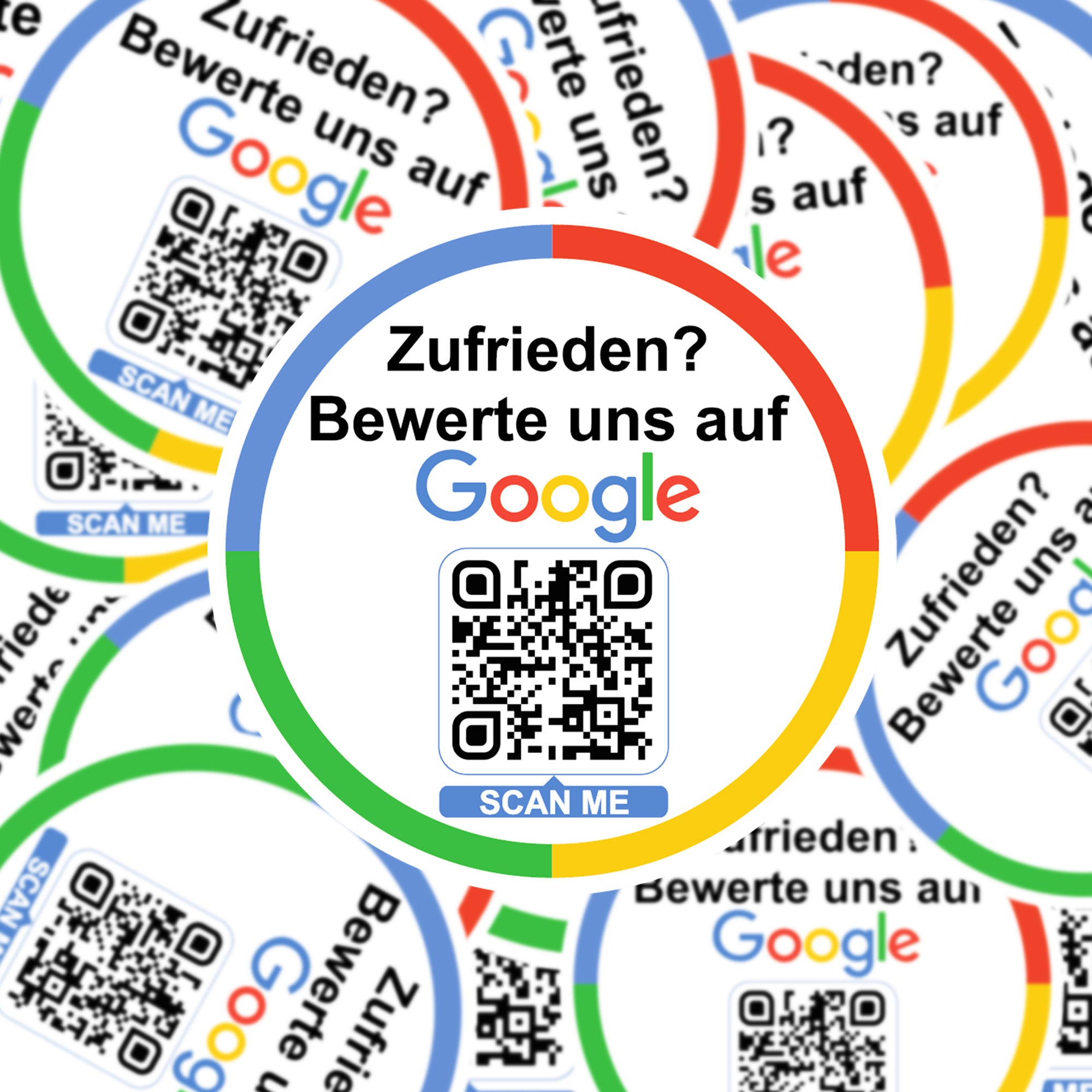 Google Bewertungs-Aufkleber QR 4er, 10 cm rund