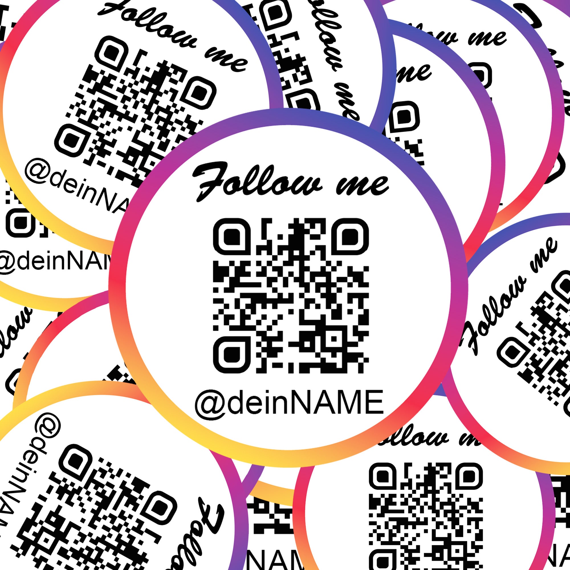 Instagram Aufkleber mit QR Code 4St 10cm Durchmesser personalisiert